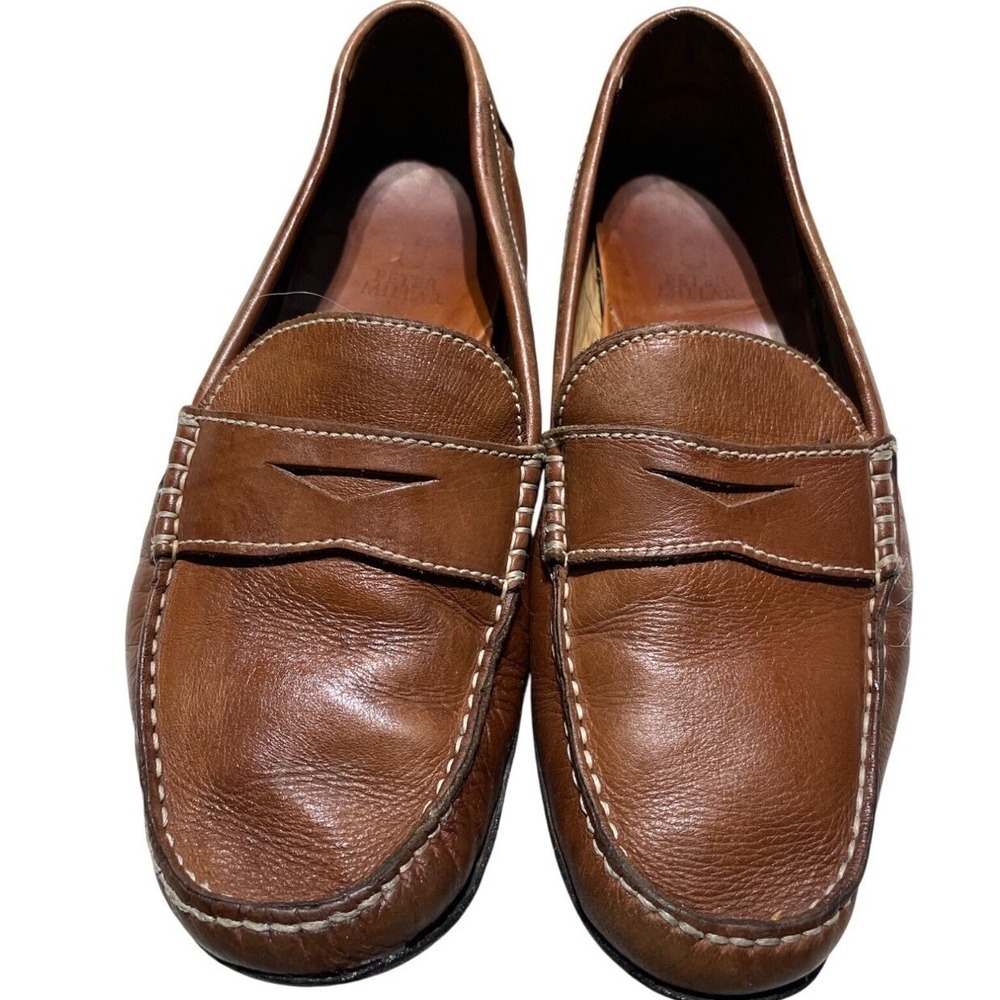 Peter Millar Mens Brown Leather Penny Loafer Driving Shoes MC00F22 Size 8M